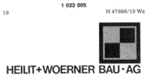 HEILIT+WOERNER BAU.AG Logo (DPMA, 22.09.1980)