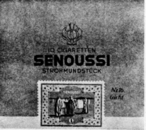 10 CIGARETTEN SENOUSSI STROHMUNDSTÜCK Logo (DPMA, 26.07.1932)