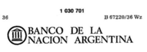 BANCO DE LA NACION ARGENTINA Logo (DPMA, 08.01.1981)