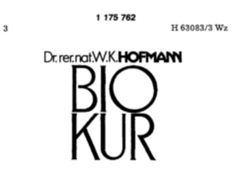 Dr.rer.nat.W.K.HOFMANN BIO KUR Logo (DPMA, 16.02.1990)