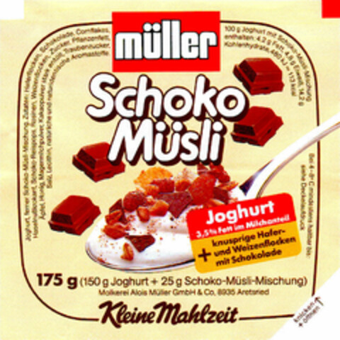 müller Schoko Müsli Kleine Mahlzeit Logo (DPMA, 15.12.1988)