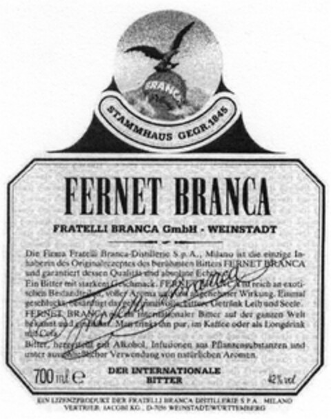 FERNET BRANCA Logo (DPMA, 01/16/2009)