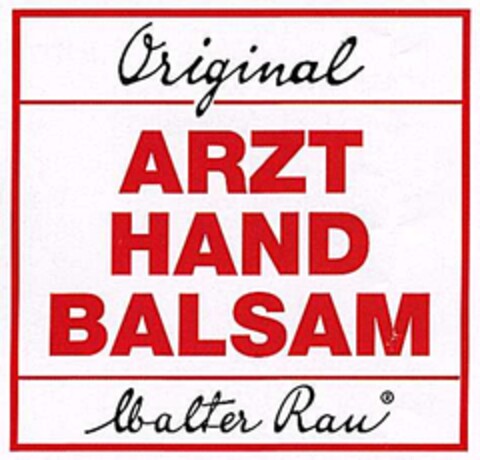 Original ARZT HAND BALSAM Walter Rau Logo (DPMA, 28.04.2003)