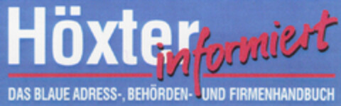 Höxter informiert DAS BLAUE ADRESS-, BEHÖRDEN- UND FIRMENHANDBUCH Logo (DPMA, 09.06.1995)