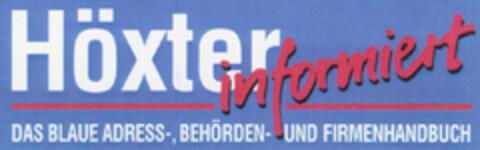 Höxter informiert DAS BLAUE ADRESS-, BEHÖRDEN- UND FIRMENHANDBUCH Logo (DPMA, 06/09/1995)