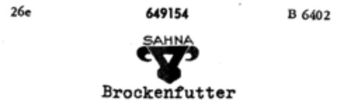 SAHNA Brockenfutter Logo (DPMA, 22.12.1952)
