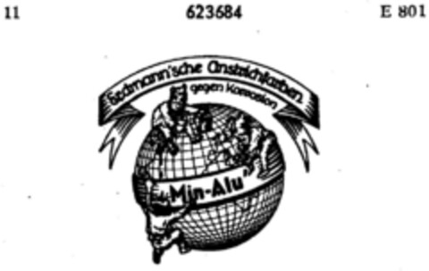 Erdmann'sche Anstrichfarben gegen Korrosion Min-Alu' Logo (DPMA, 31.10.1950)