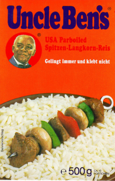 Uncle Ben`s USA Parboiled Spitzen-Langkorn-Reis Gelingt immer und klebt nicht Logo (DPMA, 10.07.1985)