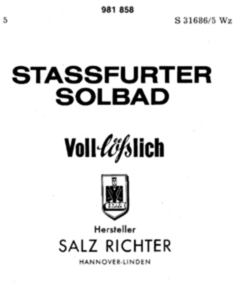 STASSFURTER SOLBAD Logo (DPMA, 10.02.1978)