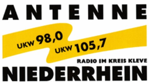 ANTENNE NIEDERRHEIN UKW 98,0 UKW 105,7 RADIO IM KREIS KLEVE Logo (DPMA, 04.12.2012)