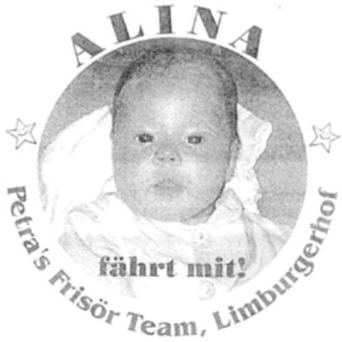 ALINA fährt mit! Petra's Frisör Team, Limburgerhof Logo (DPMA, 12/02/1999)