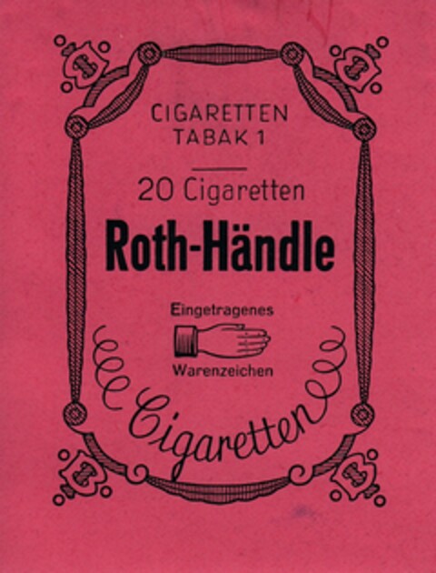 CIGARETTEN TABAK 1  20 Cigaretten Roth-Händle Eingetragenes Warenzeichen Logo (DPMA, 23.05.1966)