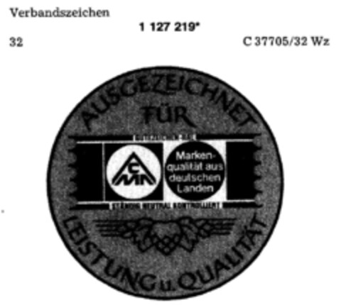 CMA AUSGEZEICHNET FÜR LEISTUNG u. QUALITÄT Logo (DPMA, 04.06.1988)