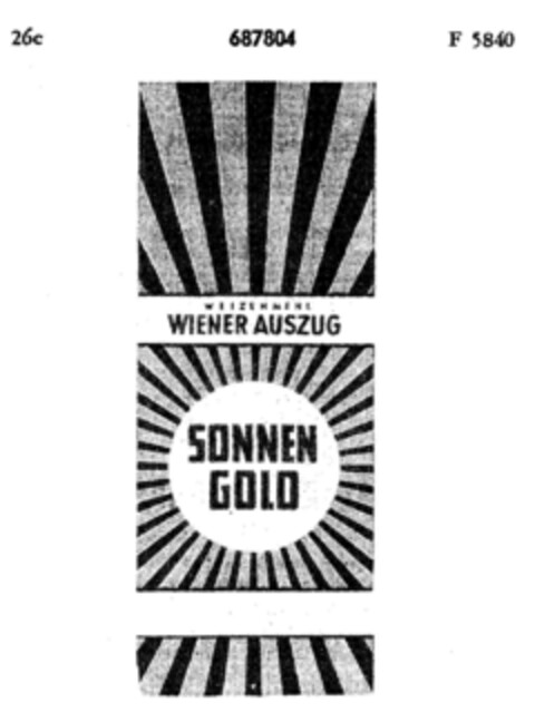 WEIZENMEHL WIENER AUSZUG SONNEN GOLD Logo (DPMA, 05/02/1955)