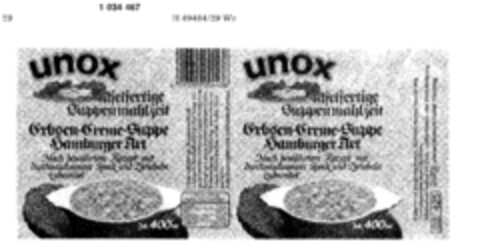 unox Erbsen-Creme-Suppe Logo (DPMA, 16.12.1981)