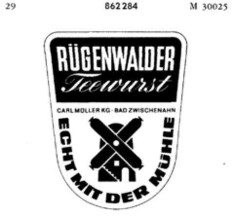 RÜGENWALDER Teewurst Logo (DPMA, 29.08.1968)