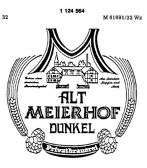 ALT MEIERHOF DUNKEL Privatbrauerei Logo (DPMA, 10/30/1987)