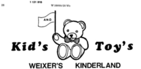 Kid`s AND Toy`s WEIXER`S KINDERLAND Logo (DPMA, 20.04.1988)