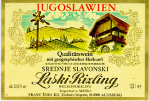 Laški Rizling JUGOSLAWIEN Logo (DPMA, 05/31/1990)