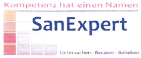 Kompetenz hat einen Namen SanExpert Untersuchen - Beraten - Beheben Logo (DPMA, 03/05/2010)