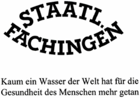 STAATL.FACHINGEN Kaum ein Wasser der Welt hat für die Gesundheit des Menschen mehr getan Logo (DPMA, 09/16/2003)