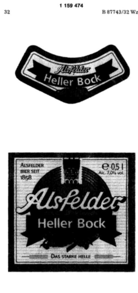 Alsfelder Heller Bock DAS STARKE HELLE Logo (DPMA, 07/06/1989)