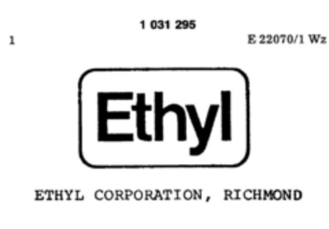 Ethyl ETHYL CORPORATION, RICHMOND Logo (DPMA, 07.03.1981)