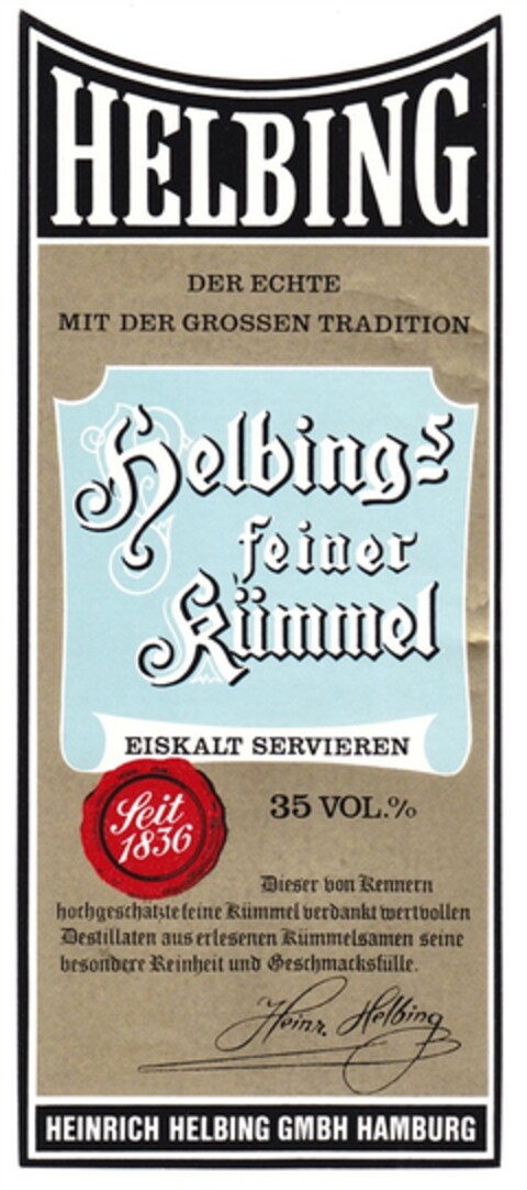 Helbing`s feiner Kümmel Logo (DPMA, 18.12.1974)