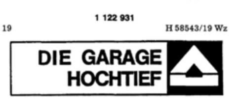 DIE GARAGE HOCHTIEF Logo (DPMA, 04.11.1987)