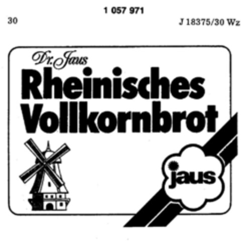 Rheinisches Vollkornbrot Dr.Jaus jaus Logo (DPMA, 06/10/1983)