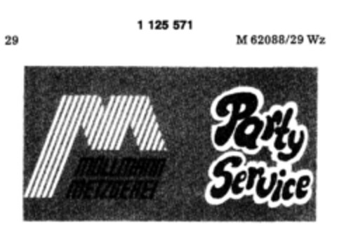 M MÖLLMANN METZGEREI Party Service Logo (DPMA, 14.01.1988)