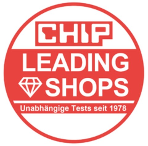 CHIP LEADING SHOPS Unabhängige Tests seit 1978 Logo (DPMA, 05.02.2019)