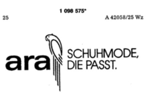 ara SCHUHMODE, DIE PASST. Logo (DPMA, 09.10.1986)