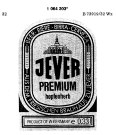 JEVER PREMIUM hopfenherb Logo (DPMA, 14.02.1984)