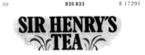 SIR HENRY`S TEA Logo (DPMA, 19.12.1973)