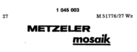 METZELER mosaik Logo (DPMA, 07/28/1982)