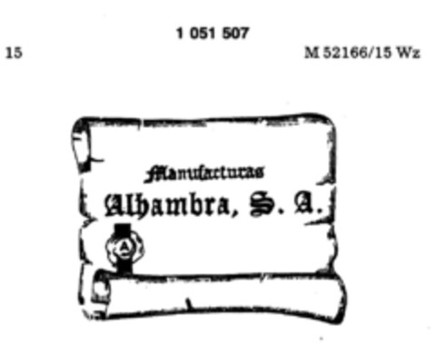 Alhambra, S.A. Logo (DPMA, 11/05/1982)