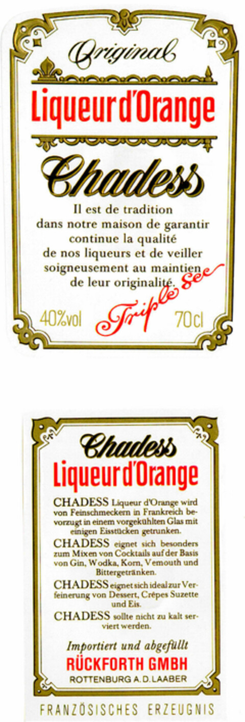 Chadess Liqueur d'Orange Logo (DPMA, 04.09.1981)