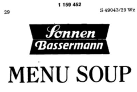 Sonnen Bassermann MENU SOUP Logo (DPMA, 09/09/1989)