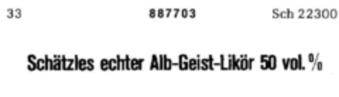 Schätzles echter Alb-Geist-Likör 50 vol. % Logo (DPMA, 24.07.1970)