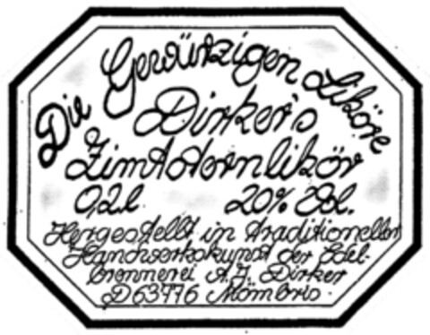 Die Gewürzigen Liköre Dirker´s Zimtsternlikör Logo (DPMA, 16.11.2011)