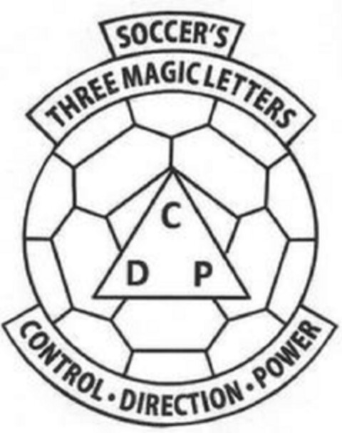 SOCCER'S THREE MAGIC LETTERS CONTROL · DIRECTION · POWER Logo (DPMA, 07.03.2019)