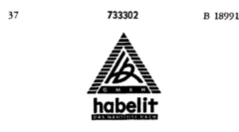 Hb G M B H habelit DAS NAHTLOSE DACH Logo (DPMA, 01.12.1958)