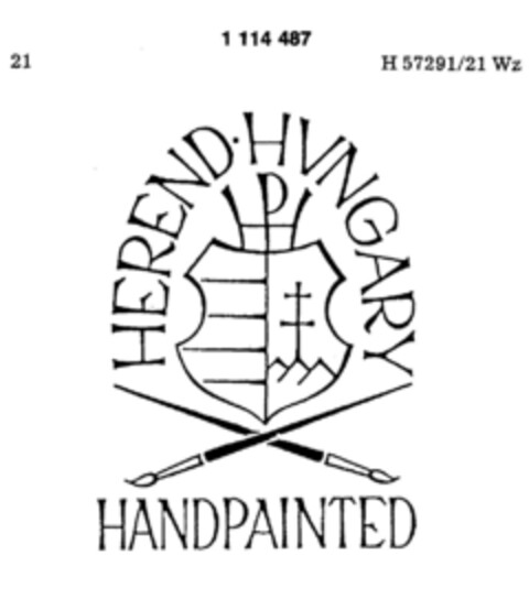 HEREND HUNGARY HANDPAINTED Logo (DPMA, 09.02.1987)