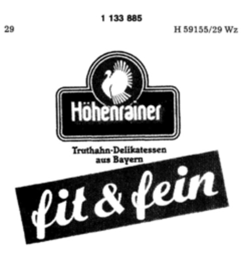 Höhenrainer Truthahn-Delikatessen aus Bayern fit & fein Logo (DPMA, 03/07/1988)