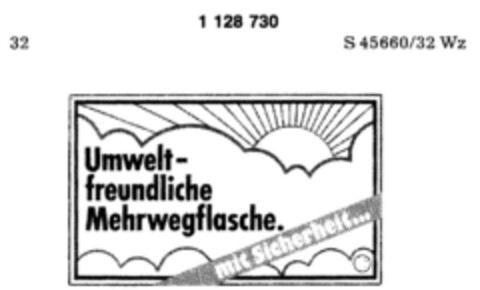 Umwelt-freundliche Mehrwegflasche Logo (DPMA, 13.11.1987)