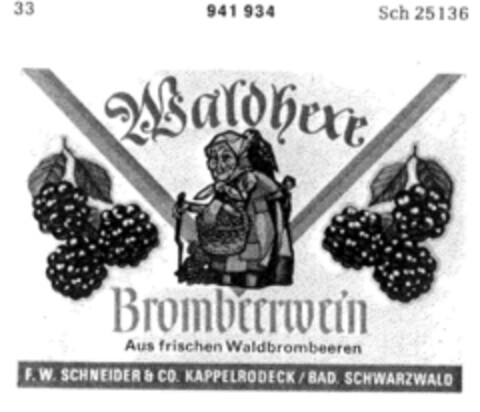 Waldhexe Brombeerwein Logo (DPMA, 25.02.1975)