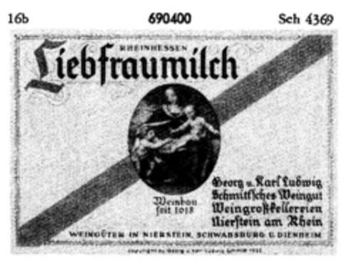 RHEINHESSEN Liebfraumilch Weinbau seit 1618 Logo (DPMA, 09.02.1953)