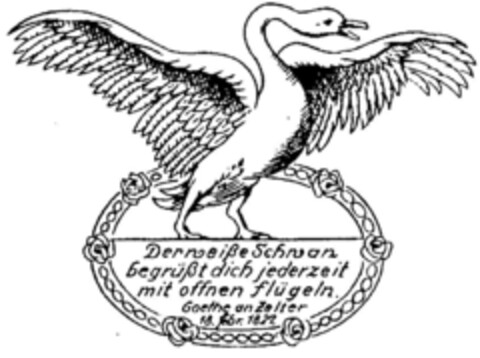 Der weiße Schwan begrüßt dich jederzeit mit offnen flügeln. Logo (DPMA, 21.06.2002)