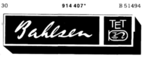 Bahlsen TET Logo (DPMA, 09/08/1973)